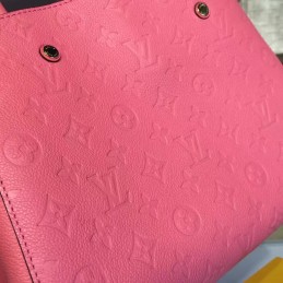 Replica Louis Vuitton Coral Pink Embossed Monogram Montaigne MM with Grained Finish