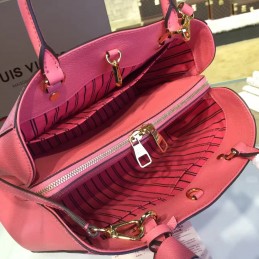Replica Louis Vuitton Coral Pink Embossed Monogram Montaigne MM with Grained Finish