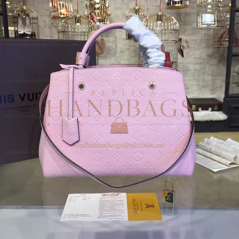 Replica Louis Vuitton Pale Pink Embossed Monogram Montaigne MM