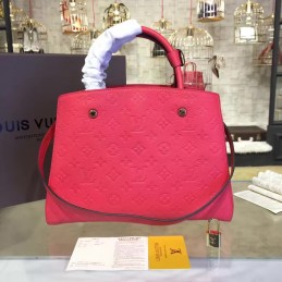 Replica Louis Vuitton Bright Red Embossed Monogram Montaigne MM