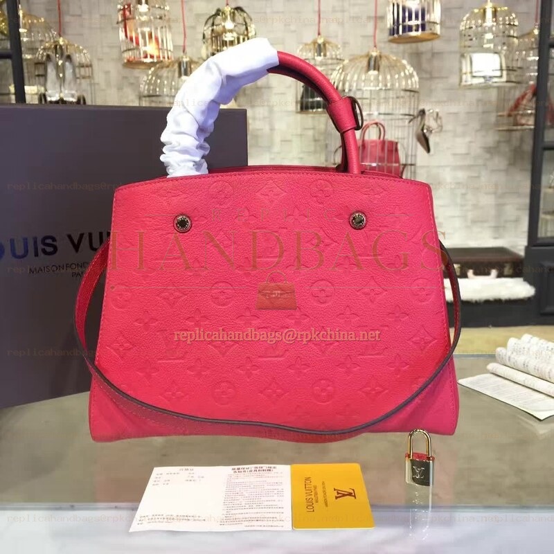 Replica Louis Vuitton Bright Red Embossed Monogram Montaigne MM