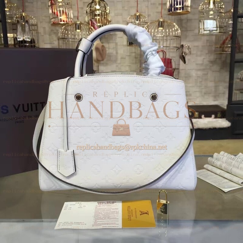 Replica Louis Vuitton White Embossed Monogram Montaigne MM