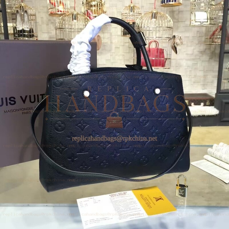 Replica Louis Vuitton Black Embossed Monogram Montaigne MM