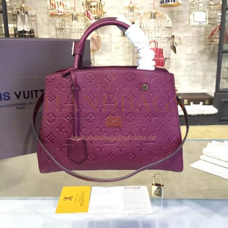 Replica Louis Vuitton Burgundy Embossed Monogram Montaigne MM