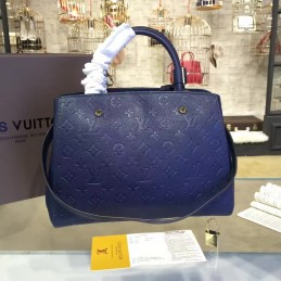 Replica Louis Vuitton Navy Blue Embossed Monogram Montaigne MM