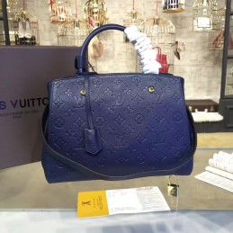 Replica Louis Vuitton Navy Blue Embossed Monogram Montaigne MM