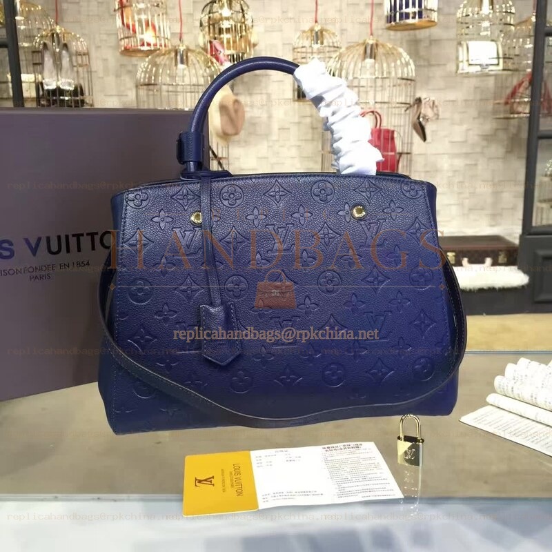 Replica Louis Vuitton Navy Blue Embossed Monogram Montaigne MM
