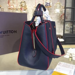 Replica Louis Vuitton Navy Blue Red Trim Montaigne MM