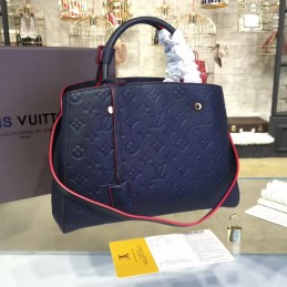 Replica Louis Vuitton Navy Blue Red Trim Montaigne MM