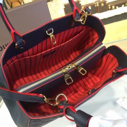 Replica Louis Vuitton Navy Blue Red Trim Montaigne MM