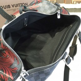 Replica Louis Vuitton Damier Graphite Red Floral Keepall Bandouliere 45