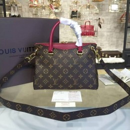 Replica Louis Vuitton Brown Monogram Bright Pink Trim Pallas BB