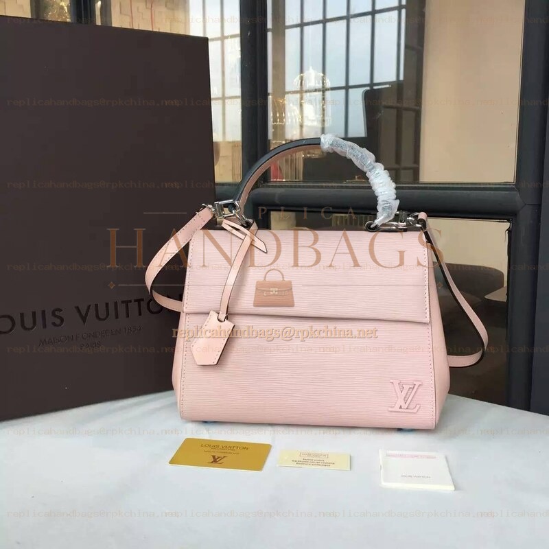 Replica Louis Vuitton Pale Pink Textured Cluny BB