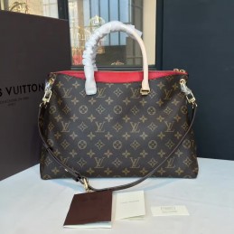 Replica Louis Vuitton Brown Monogram Pink Trim Pallas MM