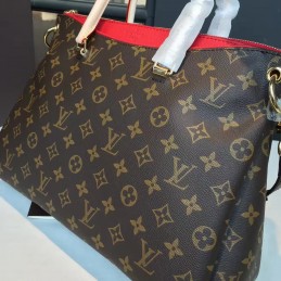 Replica Louis Vuitton Brown Monogram Pink Trim Pallas MM