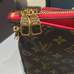 Replica Louis Vuitton Brown Monogram Pink Trim Pallas MM