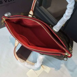 Replica Louis Vuitton Brown Monogram Pink Trim Pallas MM