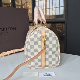 Replica Louis Vuitton White Damier Azur Pink Trim Speedy 25