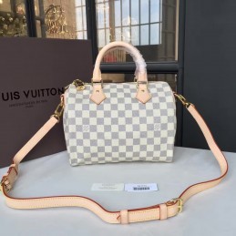 Replica Louis Vuitton White Damier Azur Pink Trim Speedy 25
