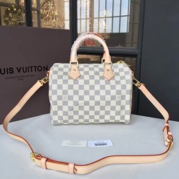 Replica Louis Vuitton White Damier Azur Pink Trim Speedy 25