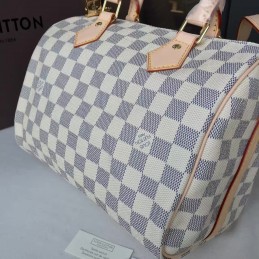 Replica Louis Vuitton White Damier Azur Pink Trim Speedy 25