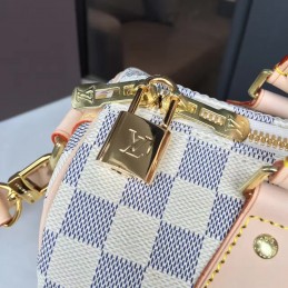 Replica Louis Vuitton White Damier Azur Pink Trim Speedy 25