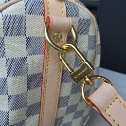 Replica Louis Vuitton White Damier Azur Pink Trim Speedy 25