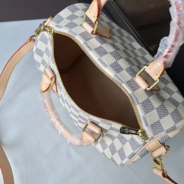 Replica Louis Vuitton White Damier Azur Pink Trim Speedy 25