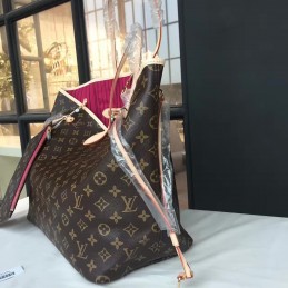 Replica Louis Vuitton Brown Monogram Fuchsia Interior Neverfull GM