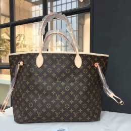 Replica Louis Vuitton Brown Monogram Fuchsia Interior Neverfull GM