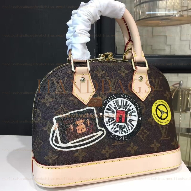 Replica Louis Vuitton Brown Monogram Patch Alma BB