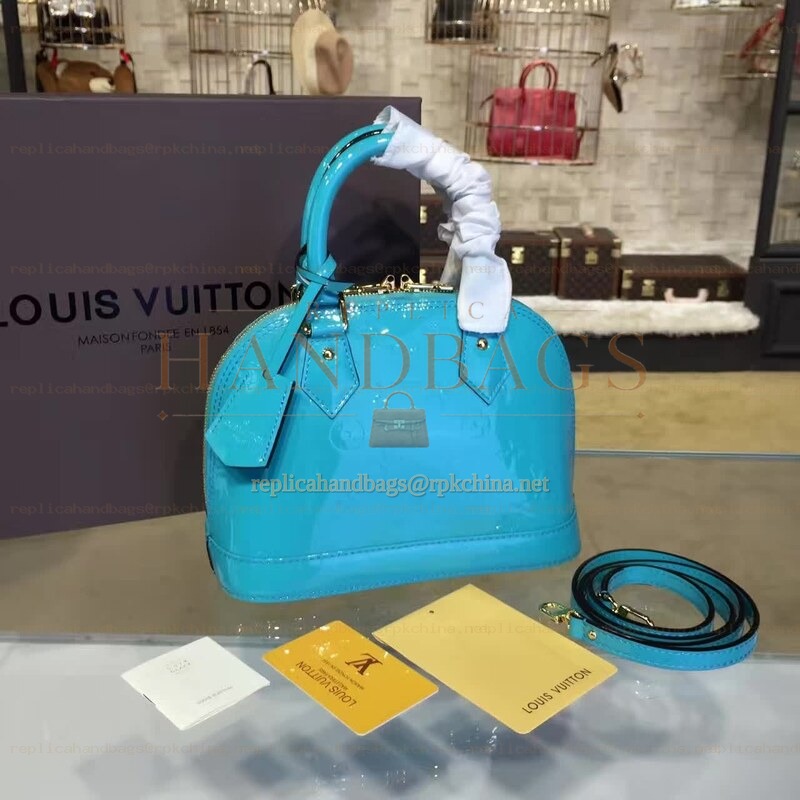 Replica Louis Vuitton Turquoise Textured Alma BB