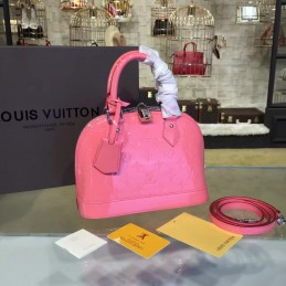 Replica Louis Vuitton Bright Pink Embossed Monogram Alma BB