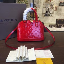 Replica Louis Vuitton Red Patent Monogram Floral Alma BB