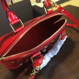 Replica Louis Vuitton Red Patent Monogram Floral Alma BB
