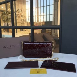 Replica Louis Vuitton Burgundy Patent Monogram Felicie Pochette