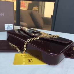 Replica Louis Vuitton Burgundy Patent Monogram Felicie Pochette