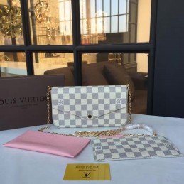 Replica Louis Vuitton White Damier Azur Pink Felicie Pochette