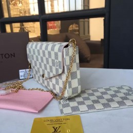 Replica Louis Vuitton White Damier Azur Pink Felicie Pochette
