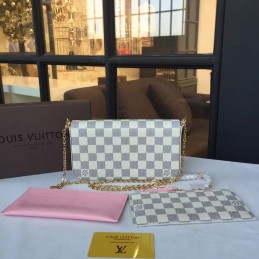 Replica Louis Vuitton White Damier Azur Pink Felicie Pochette