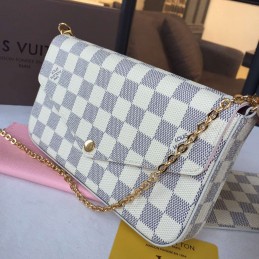Replica Louis Vuitton White Damier Azur Pink Felicie Pochette