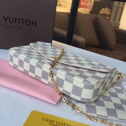 Replica Louis Vuitton White Damier Azur Pink Felicie Pochette