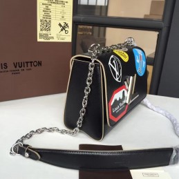 Replica Louis Vuitton Black Textured Patch Twist MM