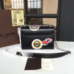 Replica Louis Vuitton Black Textured Patch Twist MM