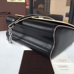 Replica Louis Vuitton Black Textured Patch Twist MM