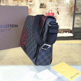 Replica Louis Vuitton Damier Graphite Red Floral District PM