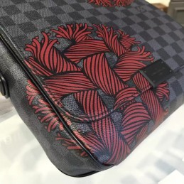 Replica Louis Vuitton Damier Graphite Red Floral District PM