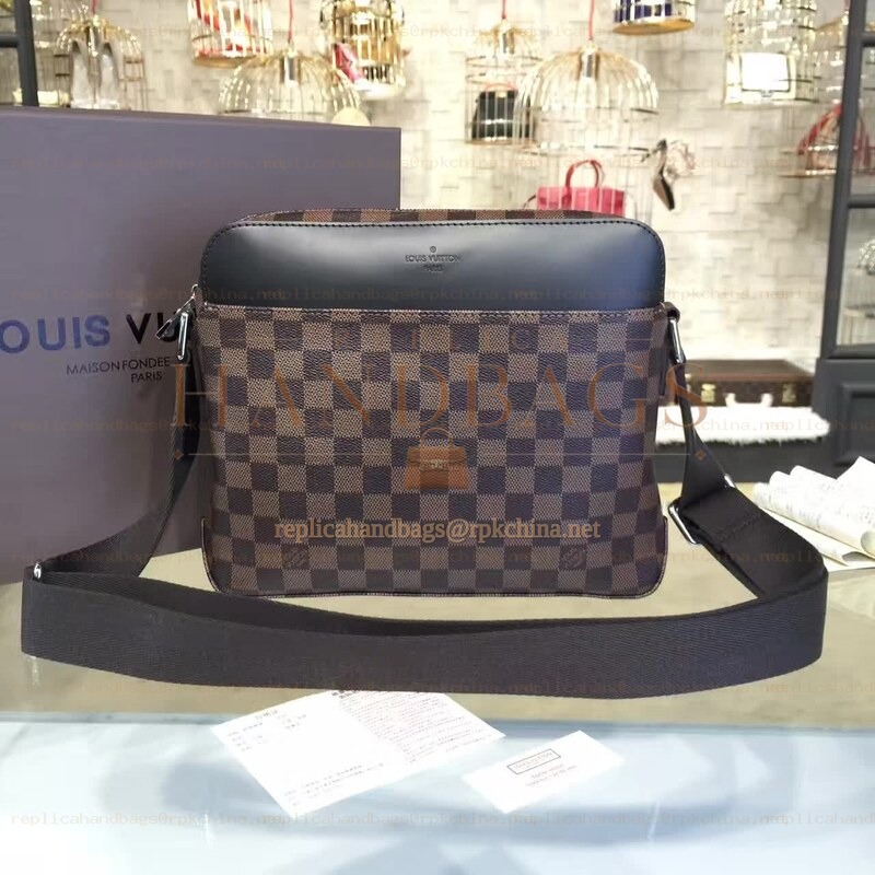 Replica Louis Vuitton Brown Damier Ebene Jake Messenger Bag
