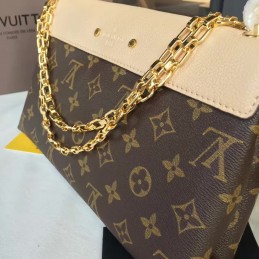 Replica Louis Vuitton Brown Monogram Beige Flap Pallas Chain BB
