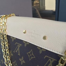 Replica Louis Vuitton Brown Monogram Beige Flap Pallas Chain BB